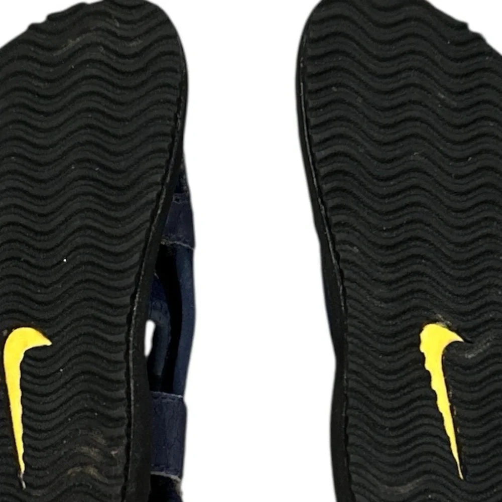 Nike Kids Dark Blue Yellow Swim Swoosh Beach Sandals 6